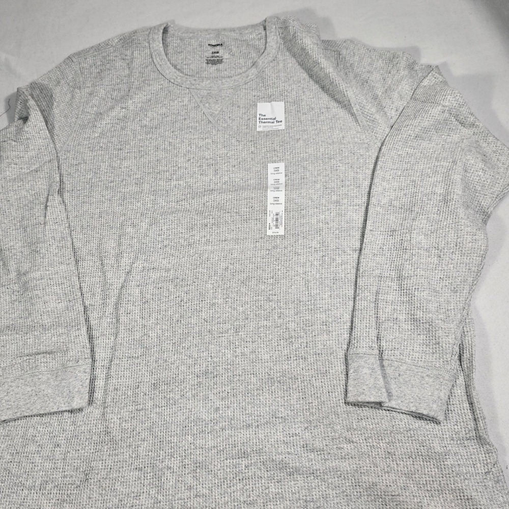 Sonoma Goods For Life Mens Essential Thermal Tee Heather Grey 3XB Waffle Knit
